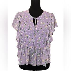 New ~ CODE MODE  ~ Floral Ruffle Blouse Top Size Small